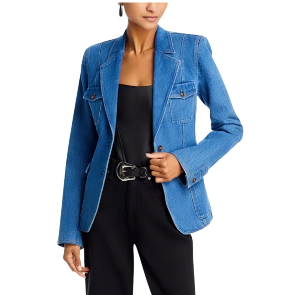 💙 PAIGE Romona Denim Blazer Size 4 💙 - Picture 5 of 15